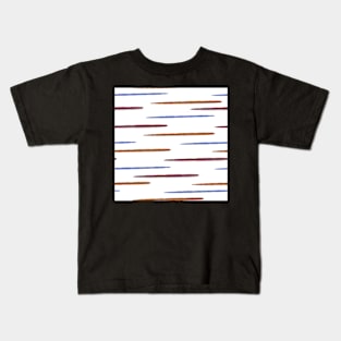 Blue Brown Stripes on White Kids T-Shirt